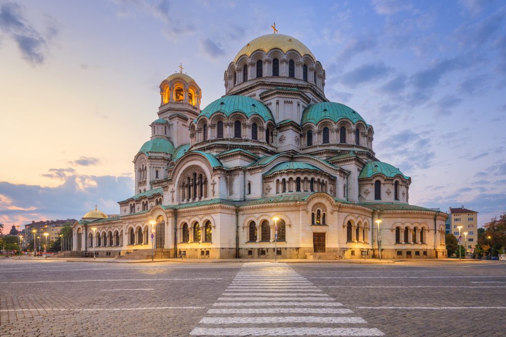 Catedral Alexander Nevsky de Sofía, Bulgaria, al atardecer